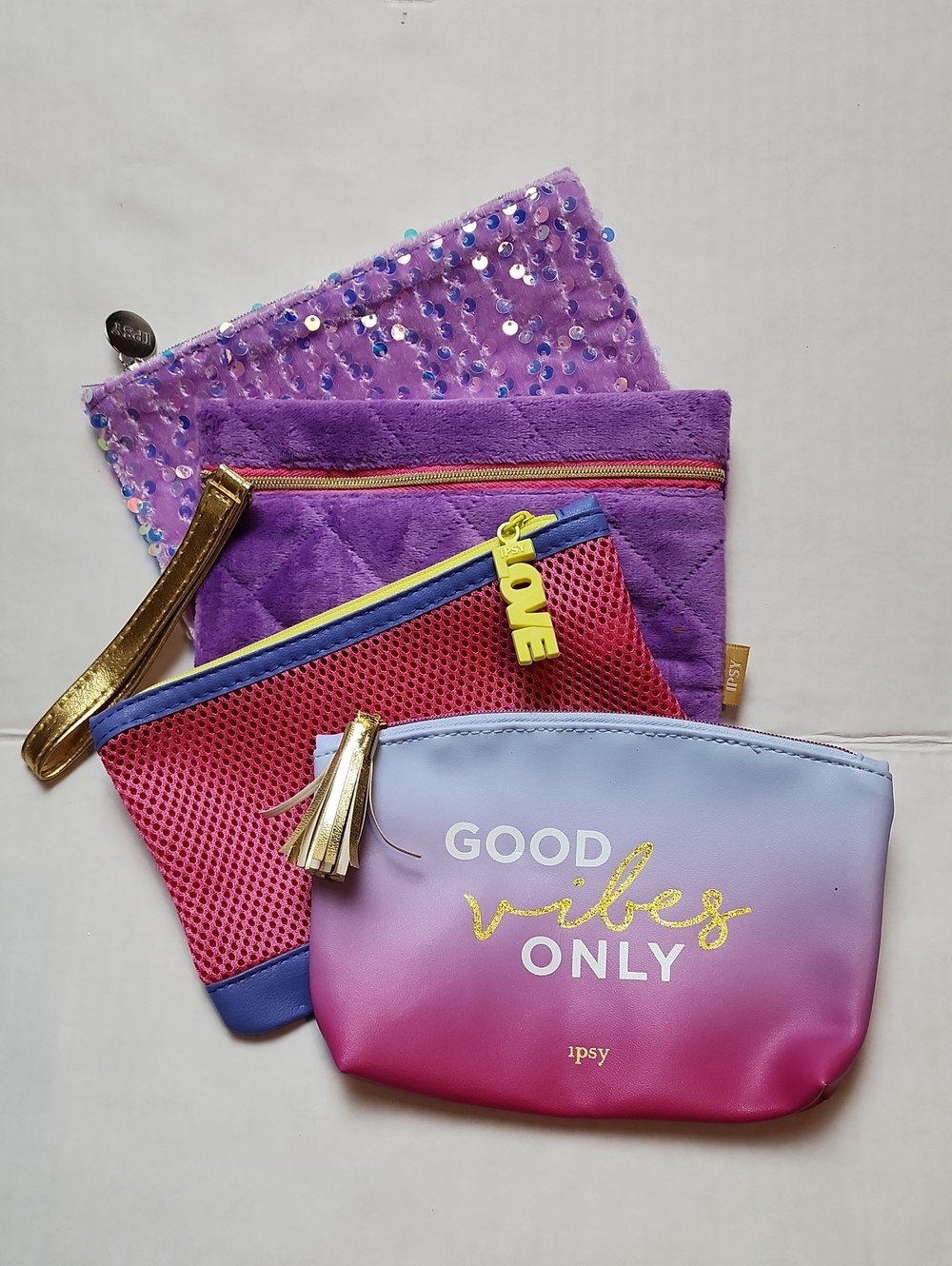 ipsy Makeup Bag Bundle Lot - Purple Pink Blue